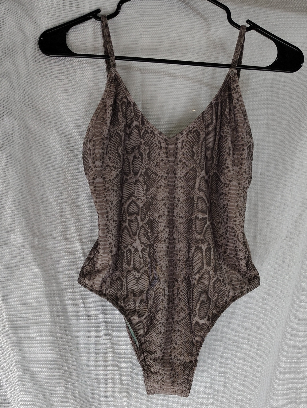 Snake Print One-Piece Swimsuit - Taupe Size Small Adjustable Straps